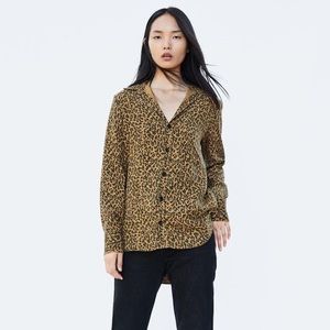 Zara Woman Premium Leopard Button Up Tunic Size Large